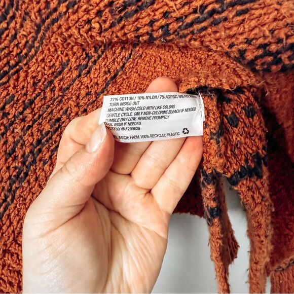 Knox Rose Orange and Black Stripe Mock Neck Sweater Size Large - Picture 5 of 6